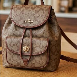 Coach Leather-Trim Backpack Interior - Brown